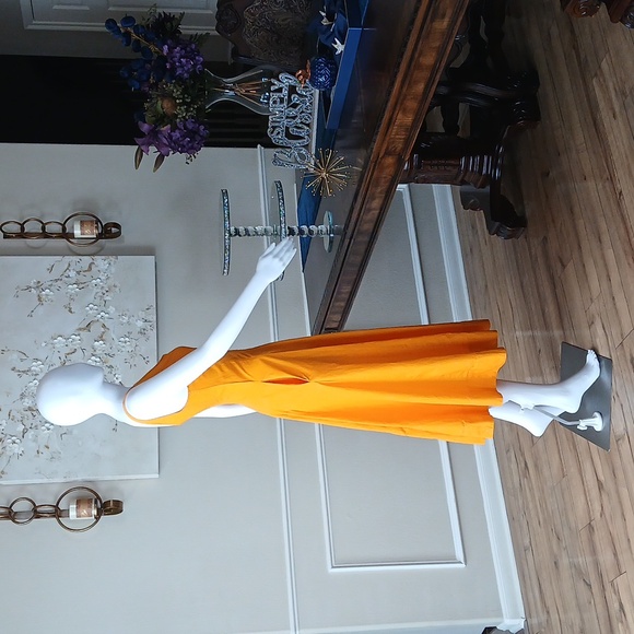 Zara Women's Orange Cotton Plopin Midi Dress. Size S - Picture 5 of 17